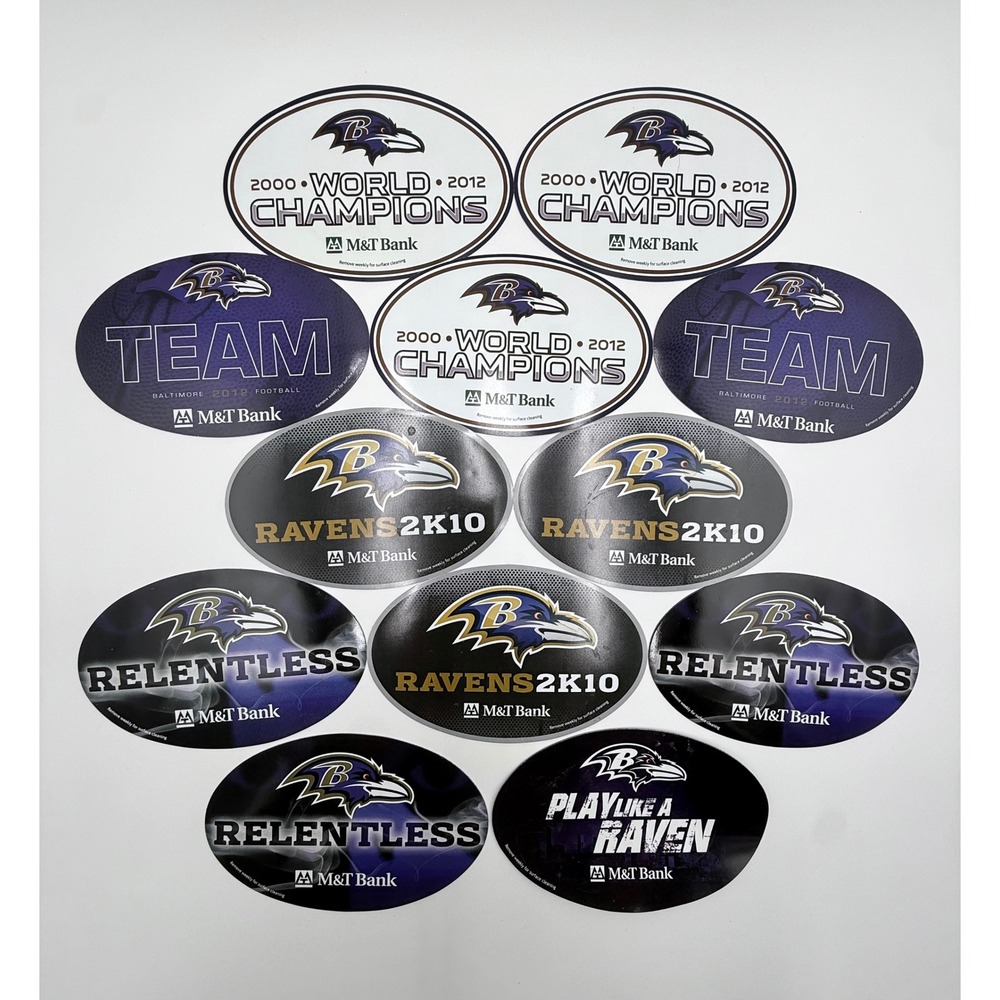 Lot 12 Baltimore Ravens M&T Bank 7.5" Promo Car Magnets 2010 2012 NFL